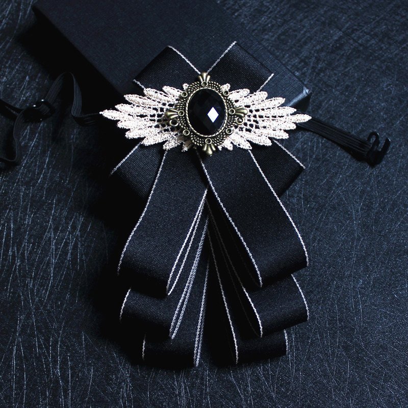 British Men Women Rhinestone Crystal Bowties Silk Party Bow Ties Ribbon Brooch For Suit