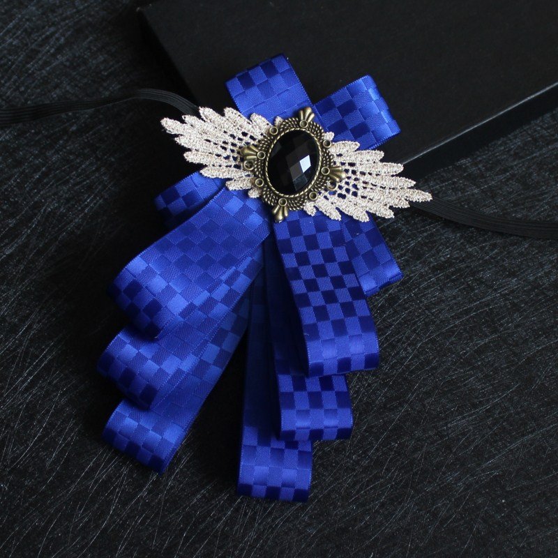 British Men Women Rhinestone Crystal Bowties Silk Party Bow Ties Ribbon Brooch For Suit