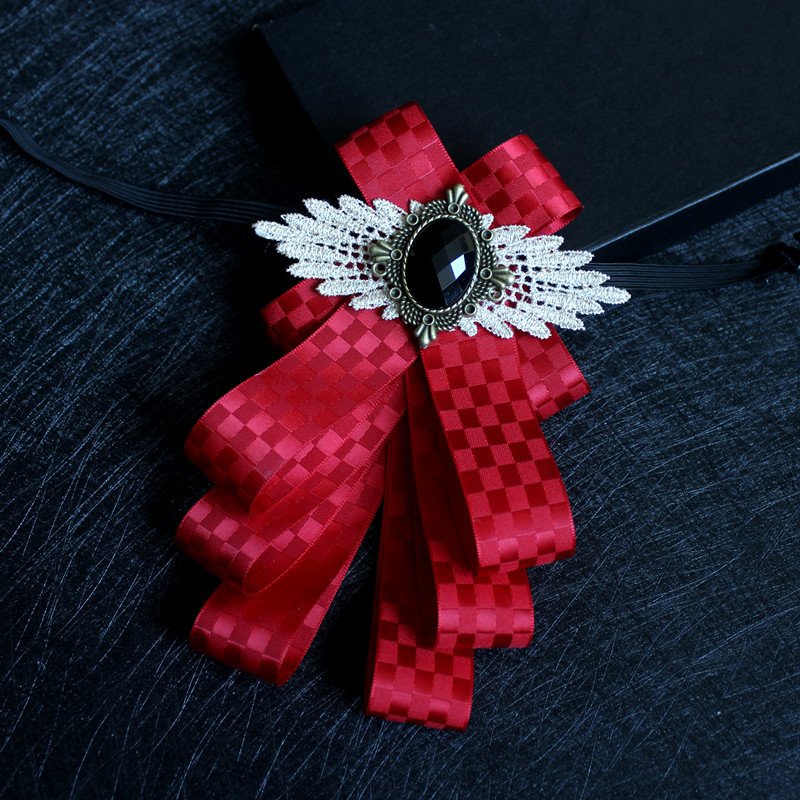 British Men Women Rhinestone Crystal Bowties Silk Party Bow Ties Ribbon Brooch For Suit