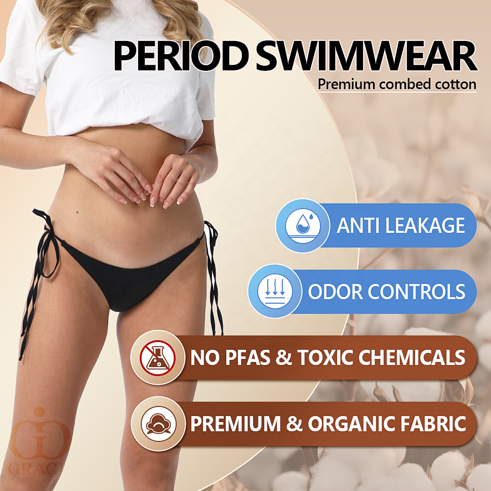 Side Tie Period Bikini Beachwear Swimwear Incontinence Leakproof Sexy Swimming Tie String Bikini Menstrual Swim Period Panties