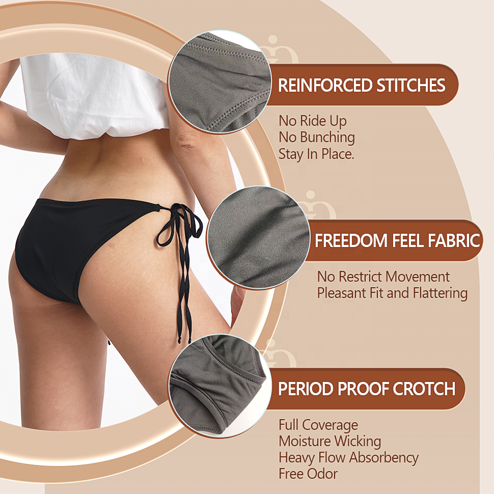 Side Tie Period Bikini Beachwear Swimwear Incontinence Leakproof Sexy Swimming Tie String Bikini Menstrual Swim Period Panties