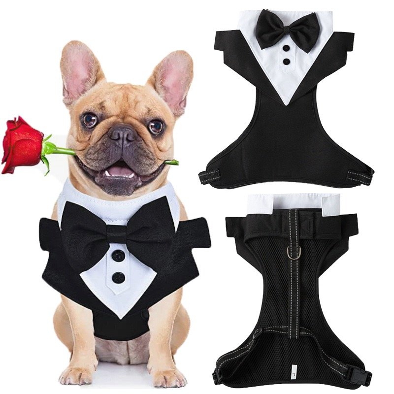 Gentleman Dog Clothes Dog Wedding Outfit Cute Tailcoat Pet Suit Dog Tuxedo Bow Tie French Bulldog Halloween Costume