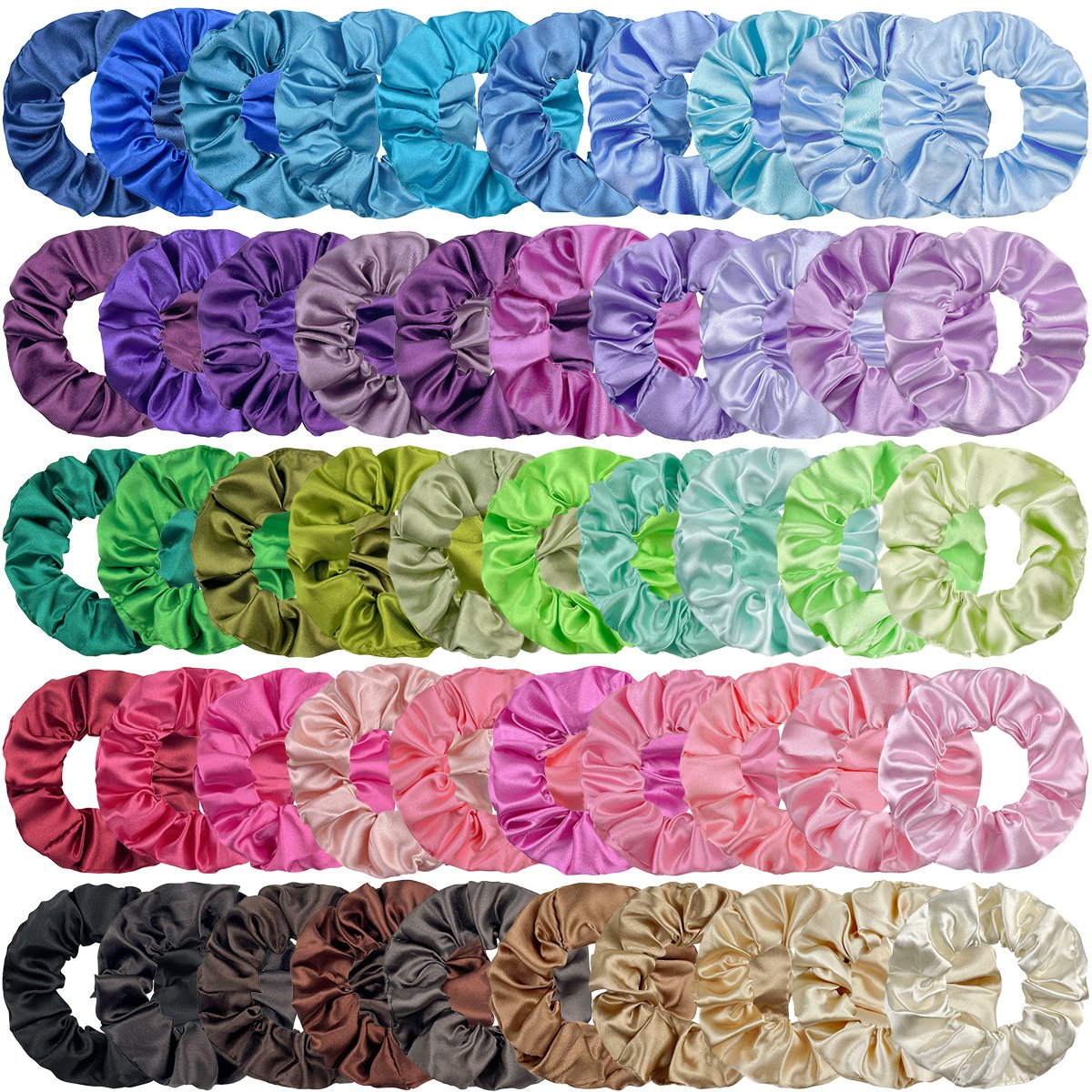 Solid color crystal satin fabric hair tie rope fashion simple hair ring rubber band women girl silk hair scrunchies