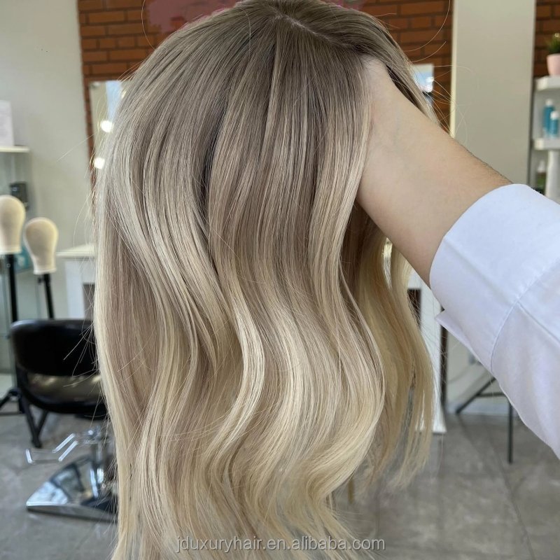 Raw European Human Hair blonde Balayage Clip In Hairpiece Hand Tied Silk Base Toupee For Women 7x7 8x8 9*9 Silk base toupee