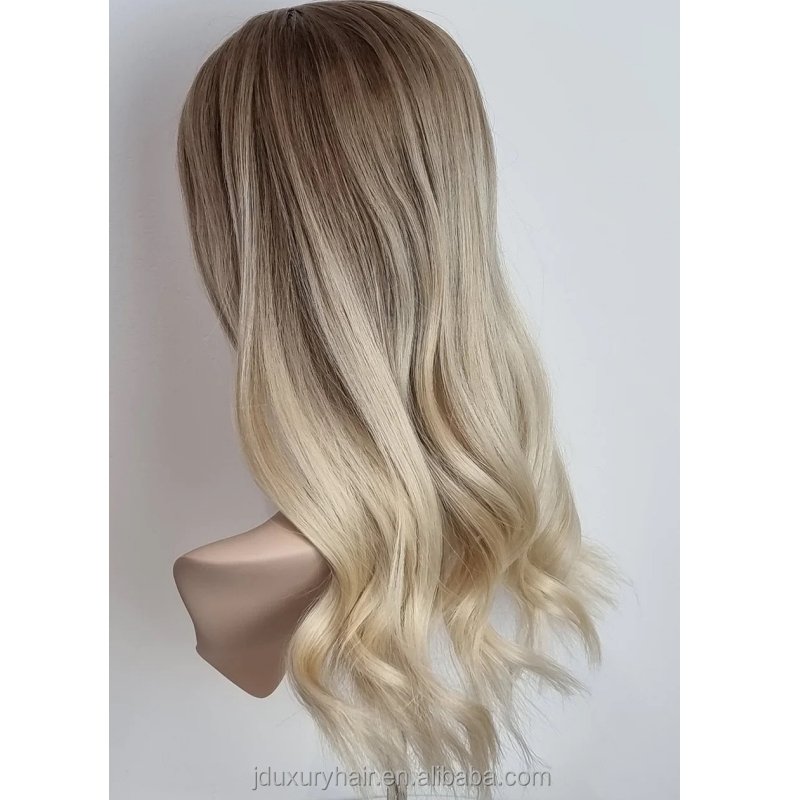 Raw European Human Hair blonde Balayage Clip In Hairpiece Hand Tied Silk Base Toupee For Women 7x7 8x8 9*9 Silk base toupee