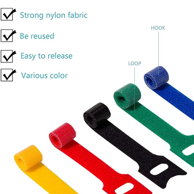 Custom Logo Reusable Cable Ties Multi-purpose Hook And Loop Cable Straps Wire Ties Cable Organizer For Home And Office