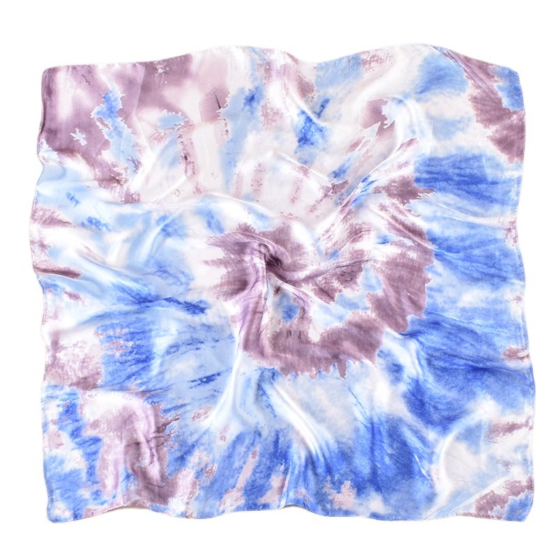 2024 Hot Sale Square Scarf High Quality Polyester Hair silk satin Scarf Custom Logo Tie-dye Kerchief Scarf Bandana for women