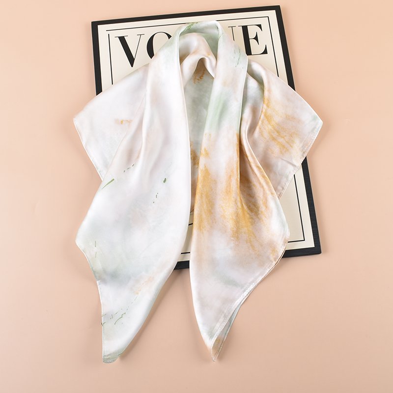 2024 Hot Sale Square Scarf High Quality Polyester Hair silk satin Scarf Custom Logo Tie-dye Kerchief Scarf Bandana for women