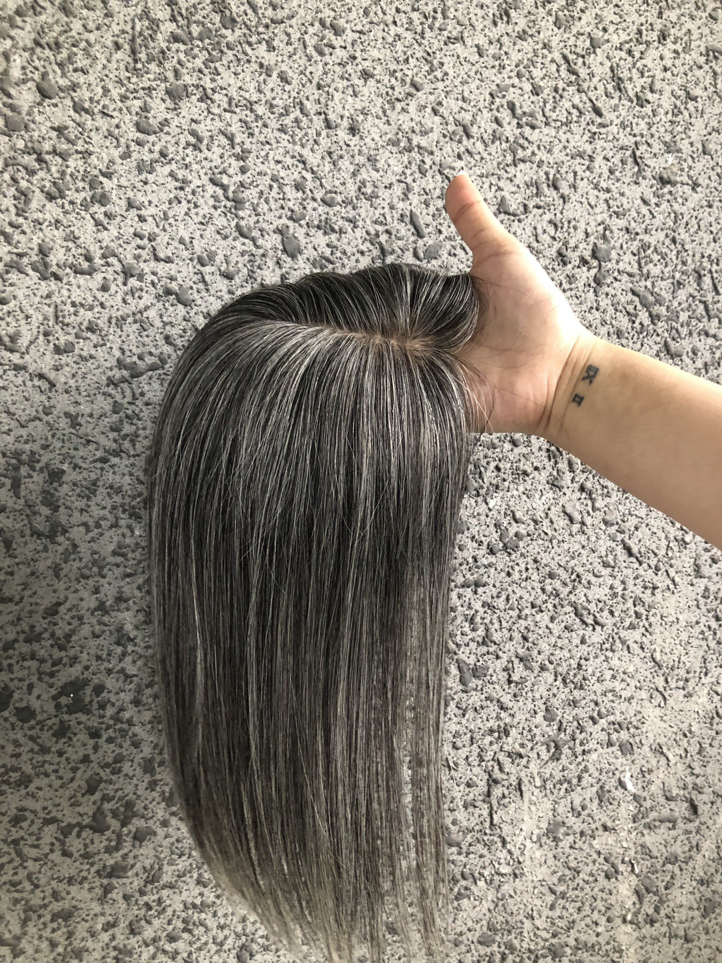 Full Hand Tied Silk Base With Clips Virgin Cuticle Aligned European Russian Raw Virgin Human Hair Gray Topper