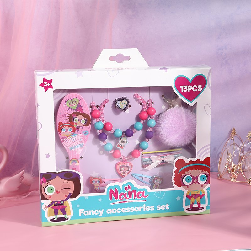 Hot New Selling Princess Present Hair Comb Hairpin Comb Box Baby Girl Hair Clips Ties Hair Accessories Set