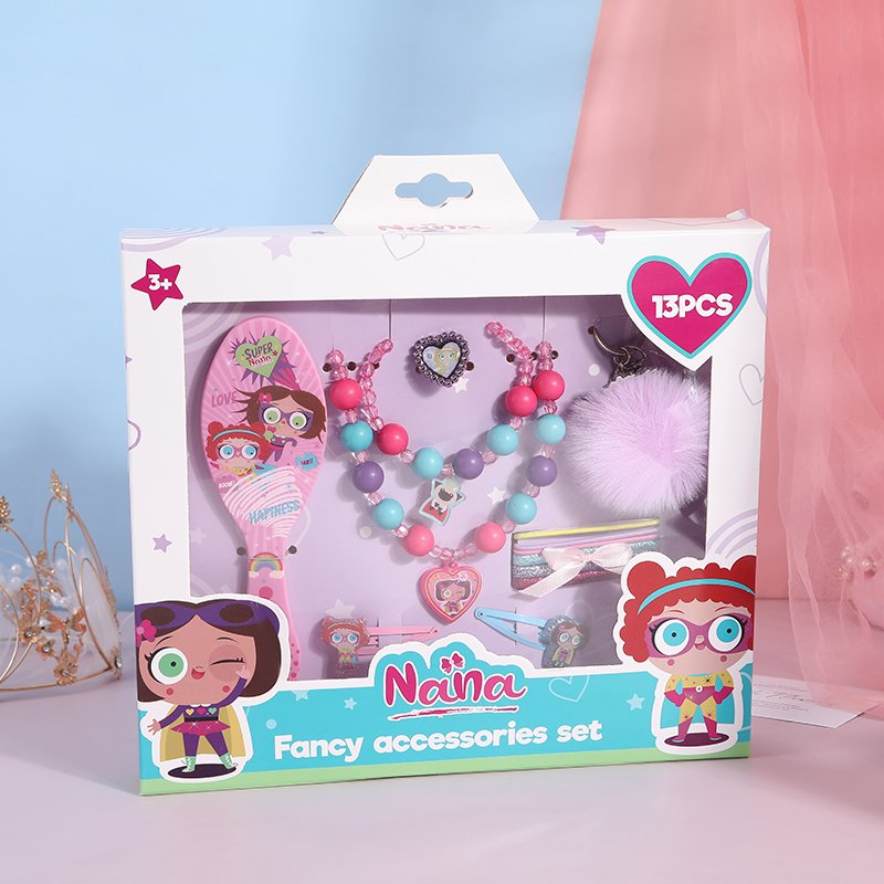Hot New Selling Princess Present Hair Comb Hairpin Comb Box Baby Girl Hair Clips Ties Hair Accessories Set