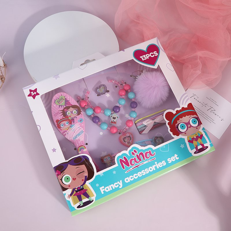 Hot New Selling Princess Present Hair Comb Hairpin Comb Box Baby Girl Hair Clips Ties Hair Accessories Set