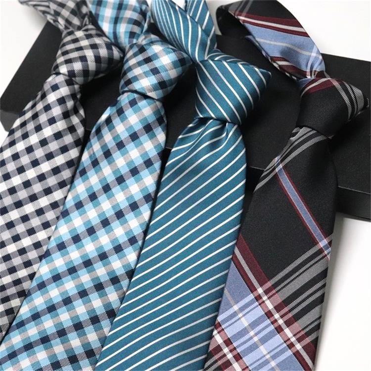 Silk Neck Ties Men 8cm Necktie New Design Existing Wholesale Men&#39;s Pure Business Black and White Neck Tie Wool Lining