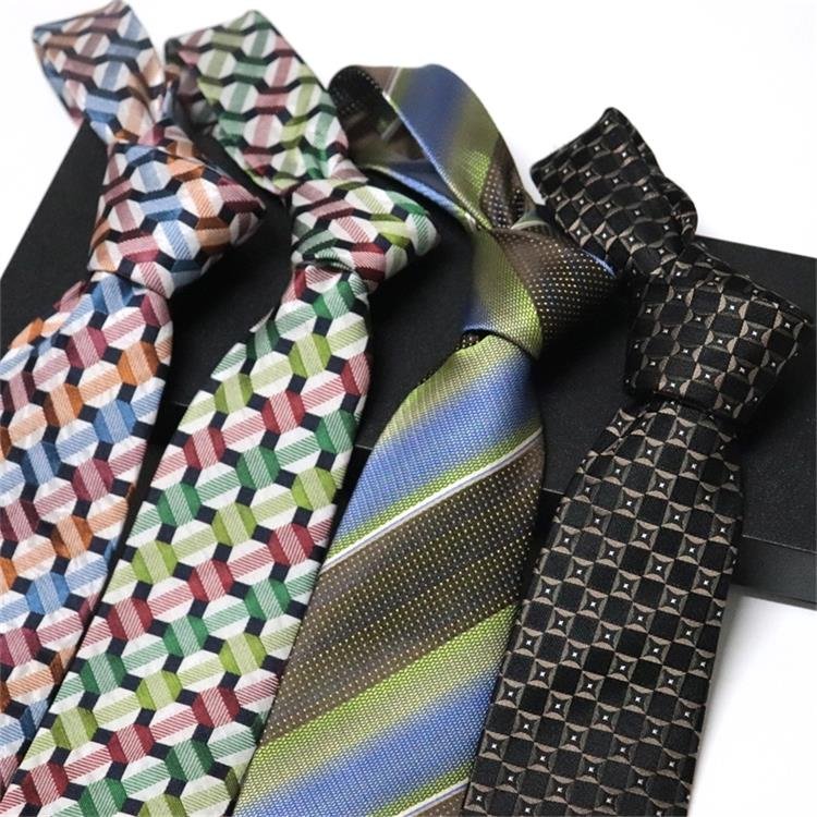 Silk Neck Ties Men 8cm Necktie New Design Existing Wholesale Men&#39;s Pure Business Black and White Neck Tie Wool Lining