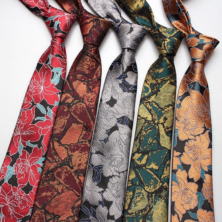 Custom new design patterns microfiber necktie woven jacquard mens polyester official floral ties high quality