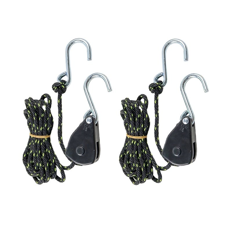 Adjustable grow light hanger 35kgs 1/8" rope ratchet tie down tent ratchet rope hanger with s hook