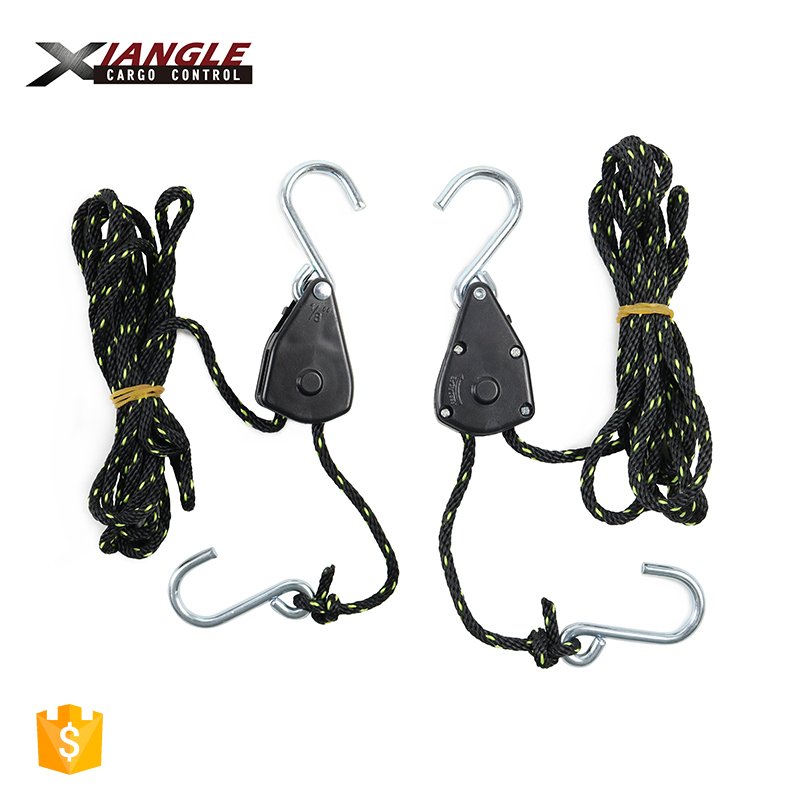 Adjustable grow light hanger 35kgs 1/8" rope ratchet tie down tent ratchet rope hanger with s hook