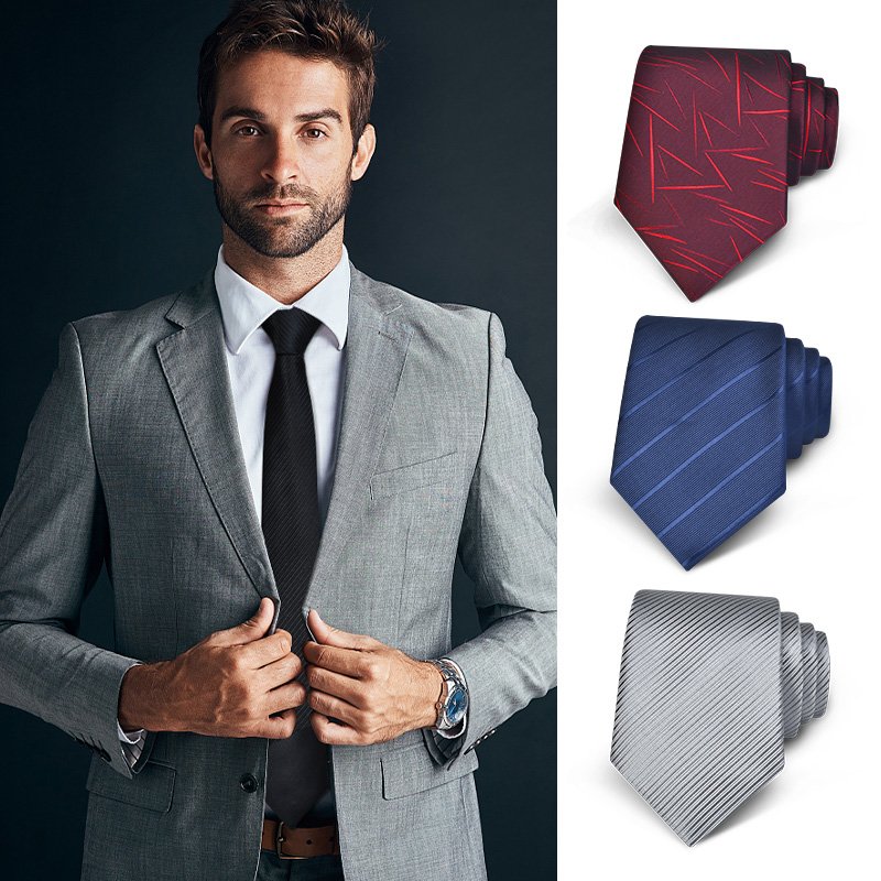 Wholesale New 8CM Hand Knot Grey Burgundy Black Mens Ties for Wedding Grooms