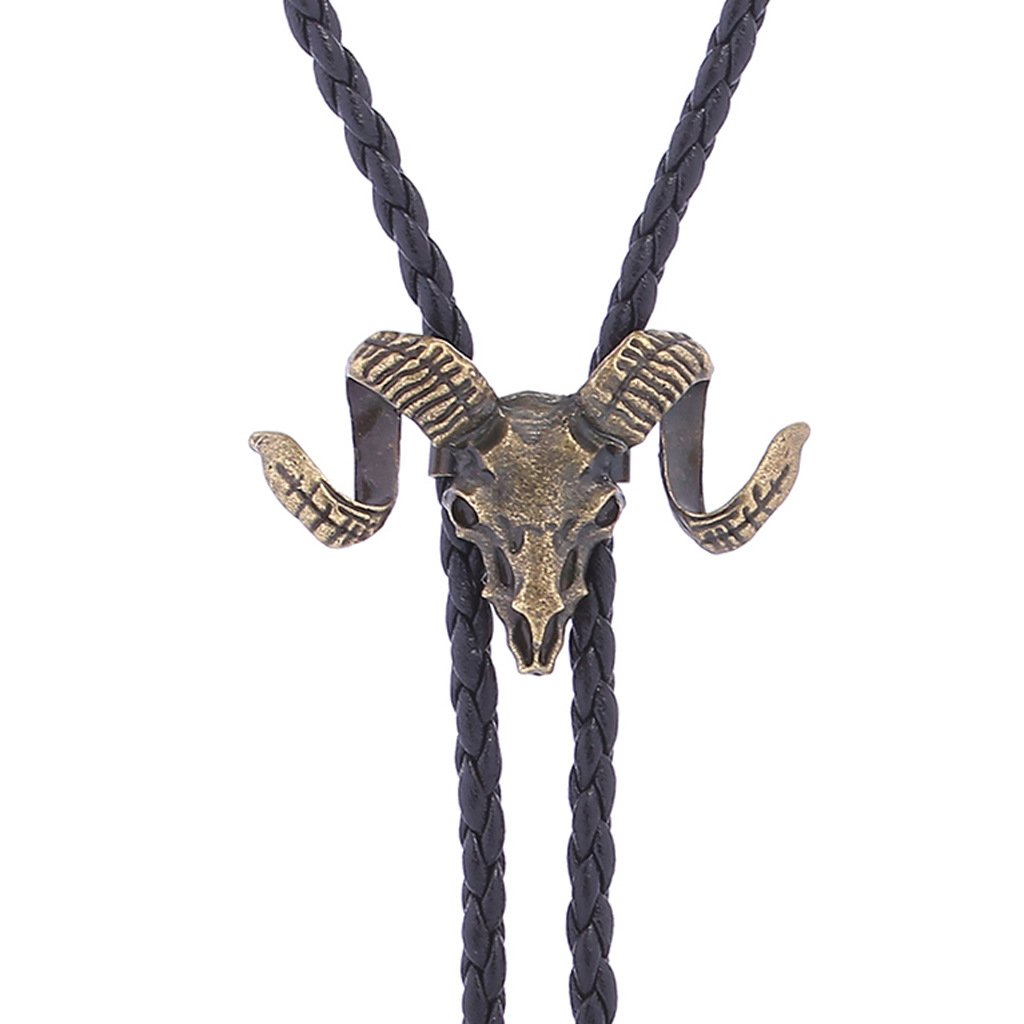 Adjustable Cow Head Vintage Shirt Chain Solid Polo Pendant Necklace Rope Leather Necklace Bolo Tie For Men