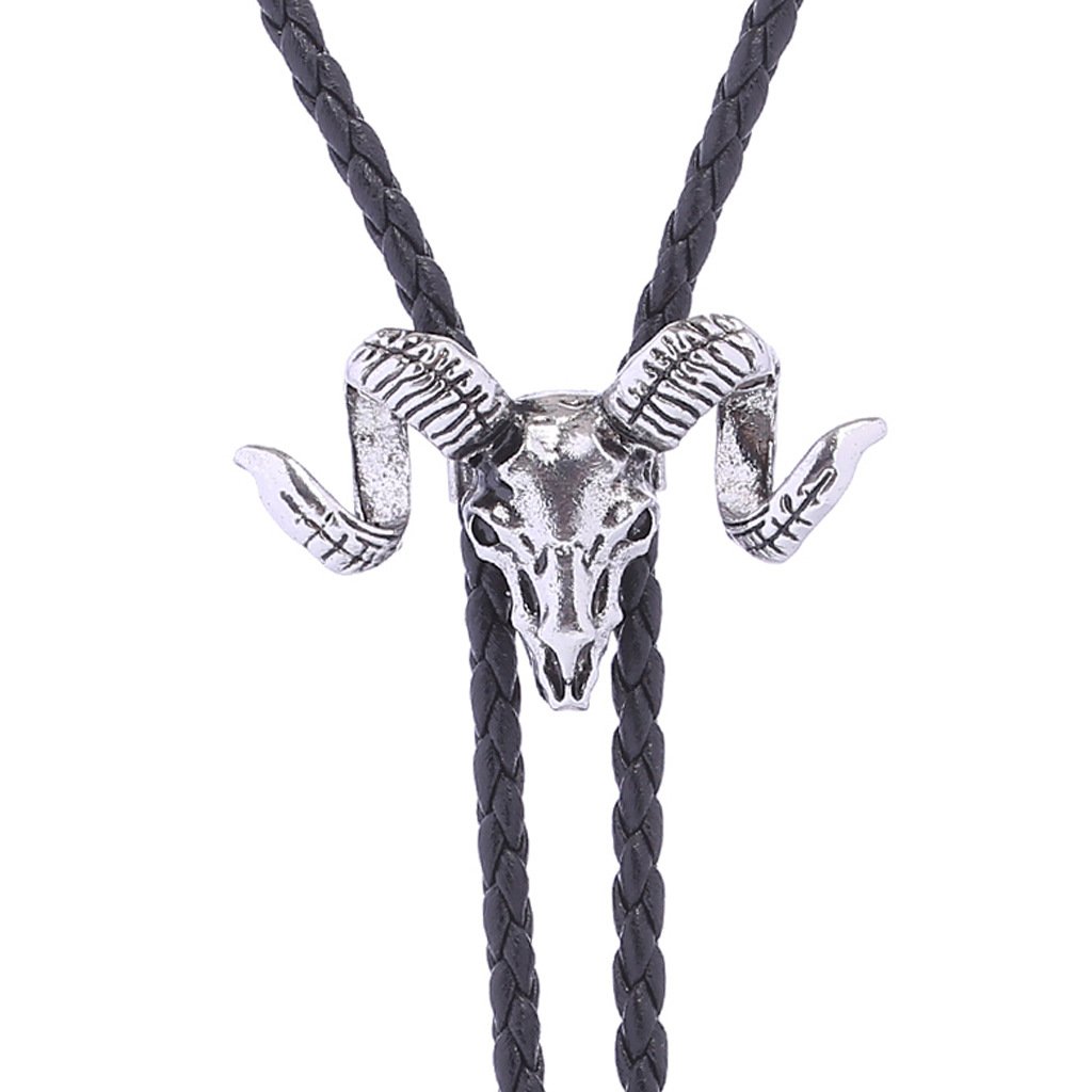 Adjustable Cow Head Vintage Shirt Chain Solid Polo Pendant Necklace Rope Leather Necklace Bolo Tie For Men
