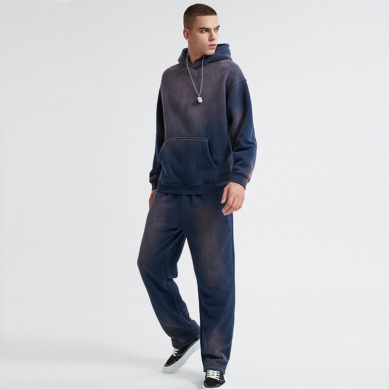 American Size 60% Cotton 40% Polyester Hoodie Set Vintage Acid Wash Tie Dye Winter Fleece Tracksuit Mens Designer Sweatsuits