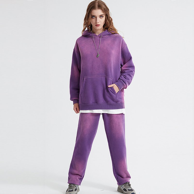 American Size 60% Cotton 40% Polyester Hoodie Set Vintage Acid Wash Tie Dye Winter Fleece Tracksuit Mens Designer Sweatsuits