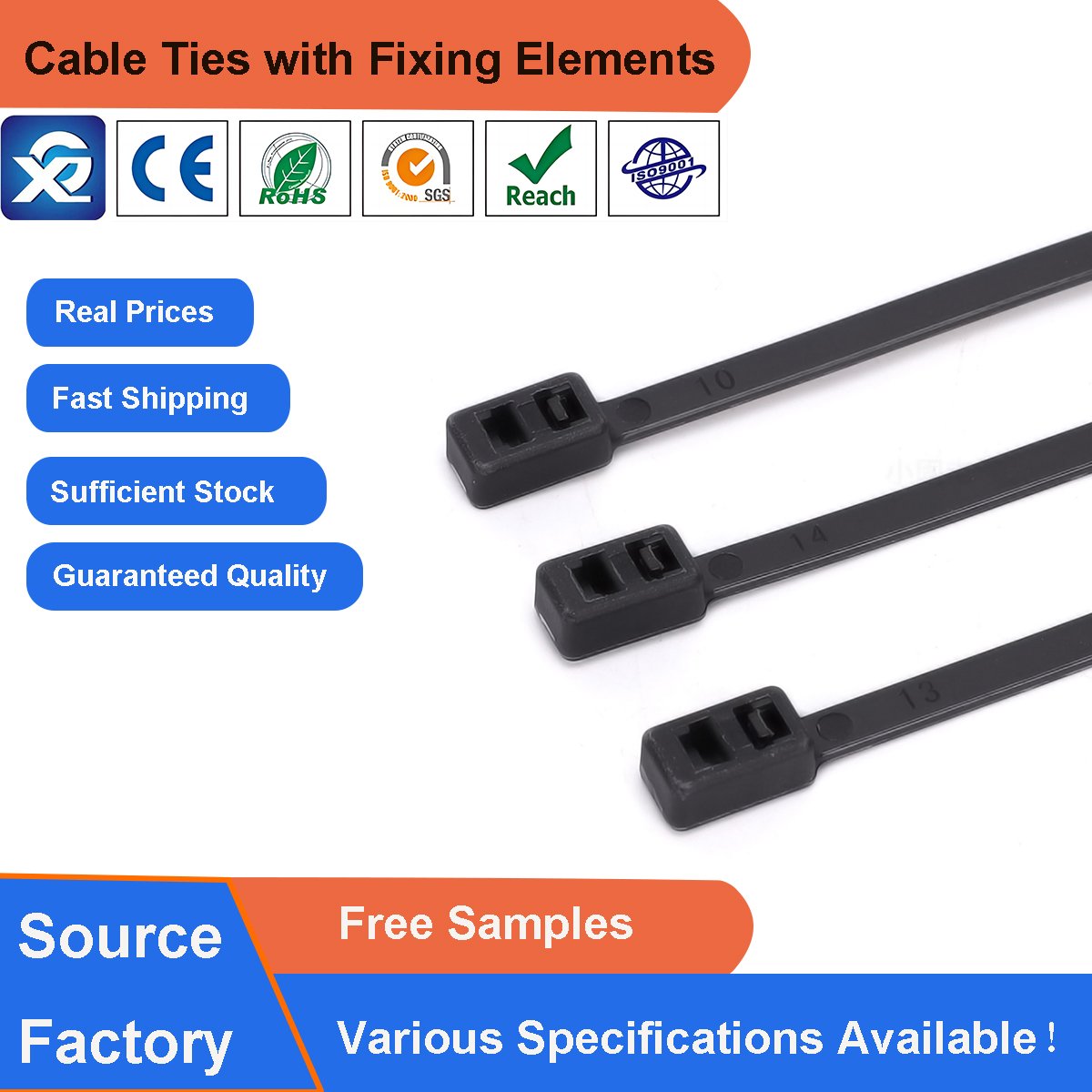 Ready to Ship High Quality Self-locking Plastic Nylon Zip Tie X35 Double Head Cable Ties