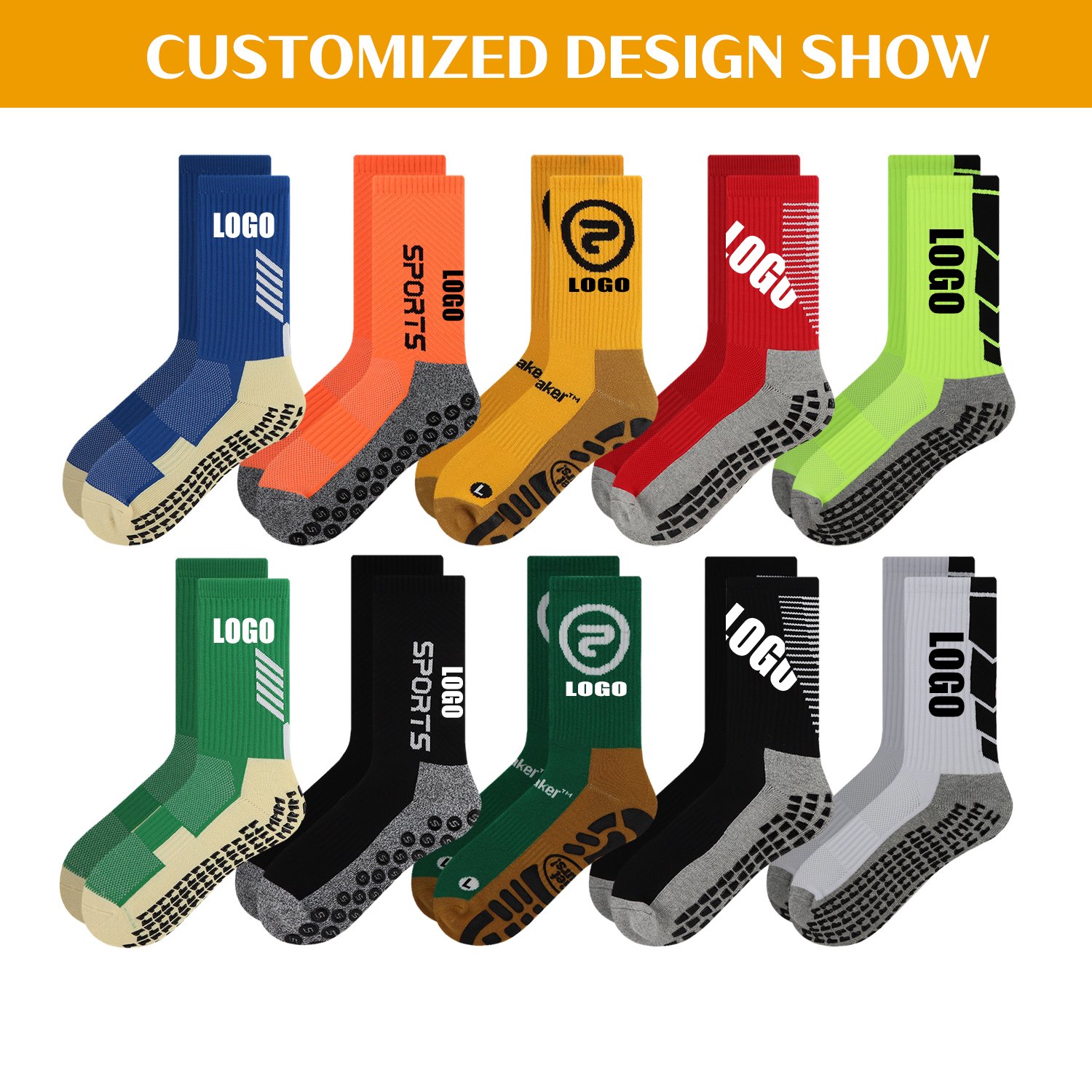 FREE DESIGN & MOCK-UP custom logo soccer grip socks anti-slip grippy football socks for soccer