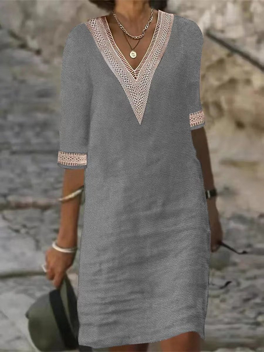 Custom Summer Women's Classic Button Front Slim Fit Sleeveless Square Neck Tie Waist Pinafore Overall Knee Length Linen Dress