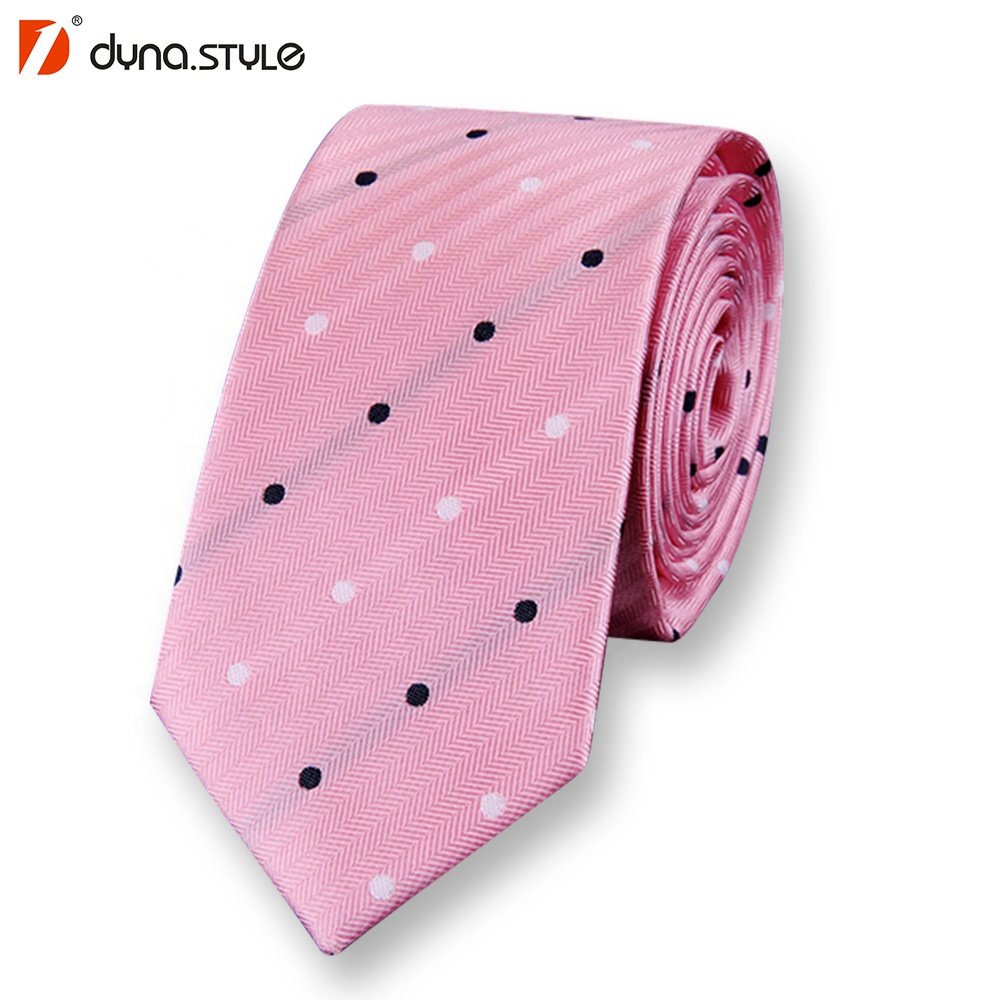 China OEM Man Classic Business Handsome Pink Polyester Woven Neck Tie