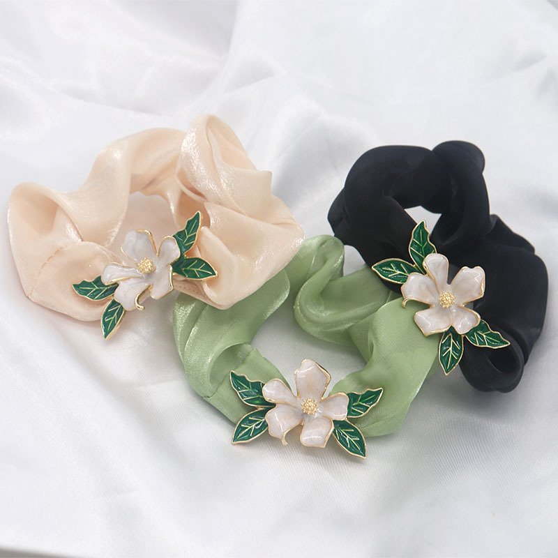 Spring summer new style gardenia hair rope headband temperament flower tied ponytail headband wholesale