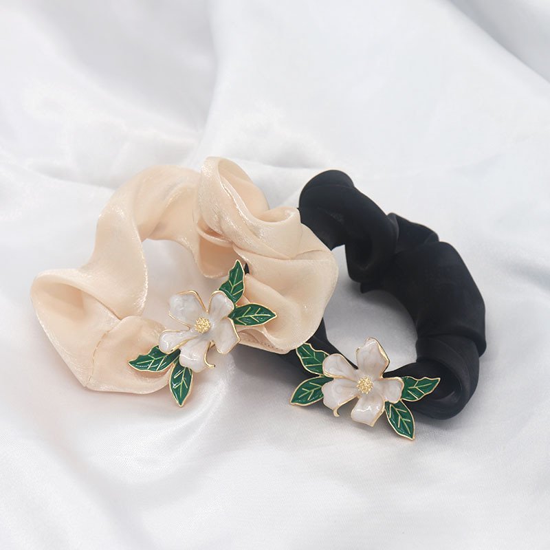 Spring summer new style gardenia hair rope headband temperament flower tied ponytail headband wholesale