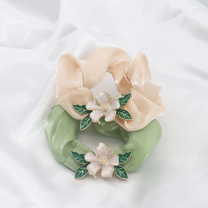 Spring summer new style gardenia hair rope headband temperament flower tied ponytail headband wholesale