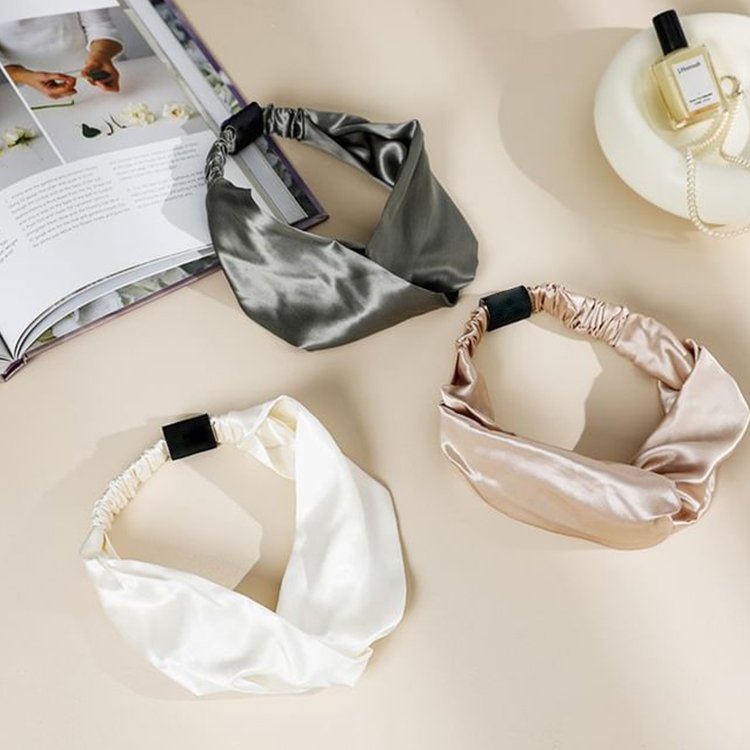 Luxury silk hair tie with band hairband 100% mulberry silk elastic headband for hair protection