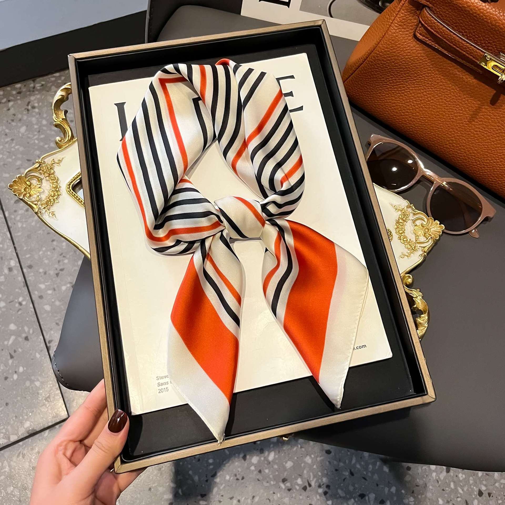 Printed Twill Silk Scarf Women Square Hijab Head Scarves 70*70cm Ladies Neck Hair Foulard Handkerchief