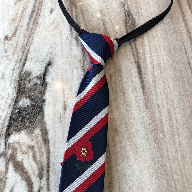 Wholesale 5cm Width Automatic Zipper Striped Neck Tie Designer Luxury Bee Tiger Embroidered Ties Men's Casual Business Suit Tie