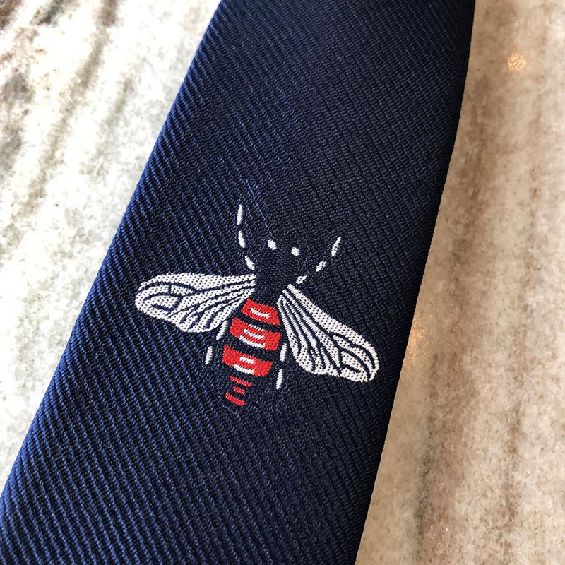 Wholesale 5cm Width Automatic Zipper Striped Neck Tie Designer Luxury Bee Tiger Embroidered Ties Men's Casual Business Suit Tie