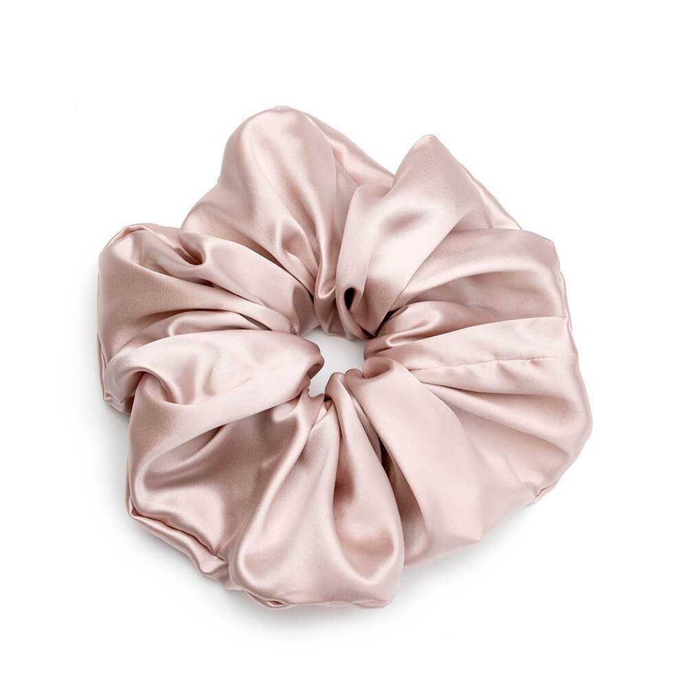 wholesale Oversized custom logo stretch satin silk hair scrunchies silk hair ties bands pure mulberry silk scrunchie