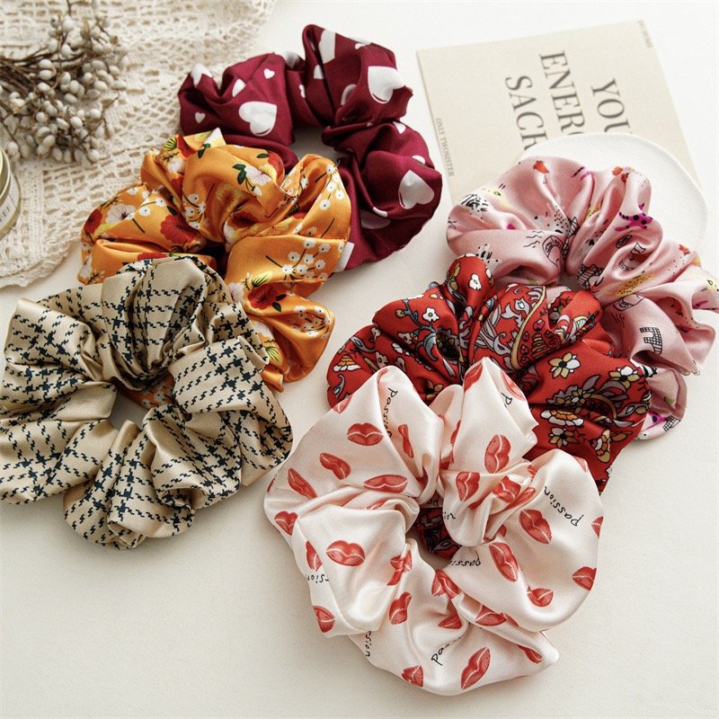 18cm Oversized Simple Design Solid Color Hair Ties Accessories Women Elastic Rubber Bands Silk Satin Big Large Hair Scrunchies
