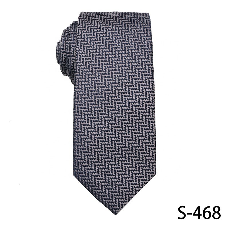 Mens Fashion Neckties High Quality 100% Polyester Ties For Men Stock Jacquard Navy Blue Business Ties For Banquet