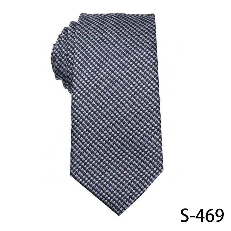 Mens Fashion Neckties High Quality 100% Polyester Ties For Men Stock Jacquard Navy Blue Business Ties For Banquet