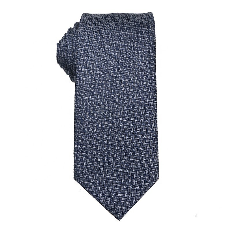 Mens Fashion Neckties High Quality 100% Polyester Ties For Men Stock Jacquard Navy Blue Business Ties For Banquet