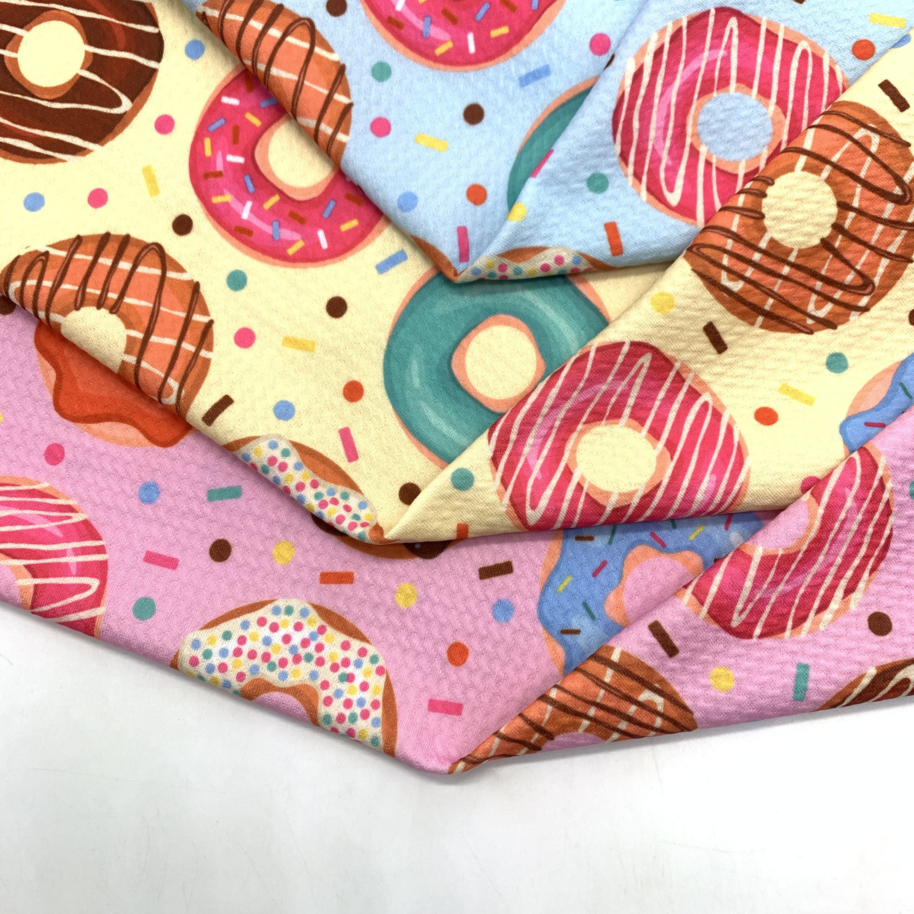 Liverpool Bullet Poly Spandex Stretch Printed donut graphic 4 Way Stretch bullet fabric