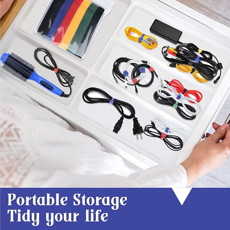 Stock Wholesale Back To Back Hook And Loop Strap Fastener Cable Organizer Colorful Reusable Cable Ties