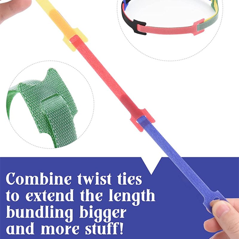 Stock Wholesale Back To Back Hook And Loop Strap Fastener Cable Organizer Colorful Reusable Cable Ties