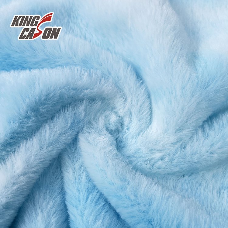 KINGCASON Factory Short Pile Recycled Polyester 300GSM 1.6M Blue Tie Dyeing Artificial Fake Faux Fur Fabric For Egypt Market
