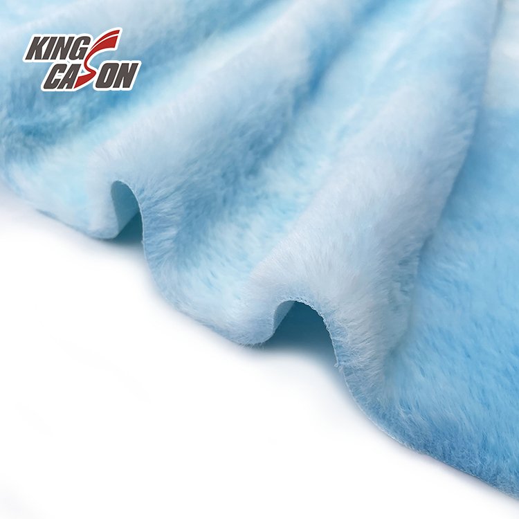 KINGCASON Factory Short Pile Recycled Polyester 300GSM 1.6M Blue Tie Dyeing Artificial Fake Faux Fur Fabric For Egypt Market