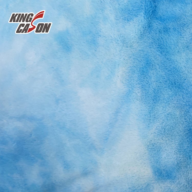 KINGCASON Factory Short Pile Recycled Polyester 300GSM 1.6M Blue Tie Dyeing Artificial Fake Faux Fur Fabric For Egypt Market