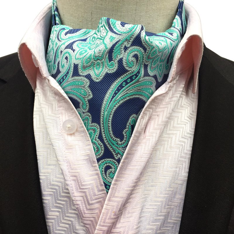 Odm/oem Corbatas Hombre Custom Logo Polyester Jacquard Ascot Classic Ties For Men Italian