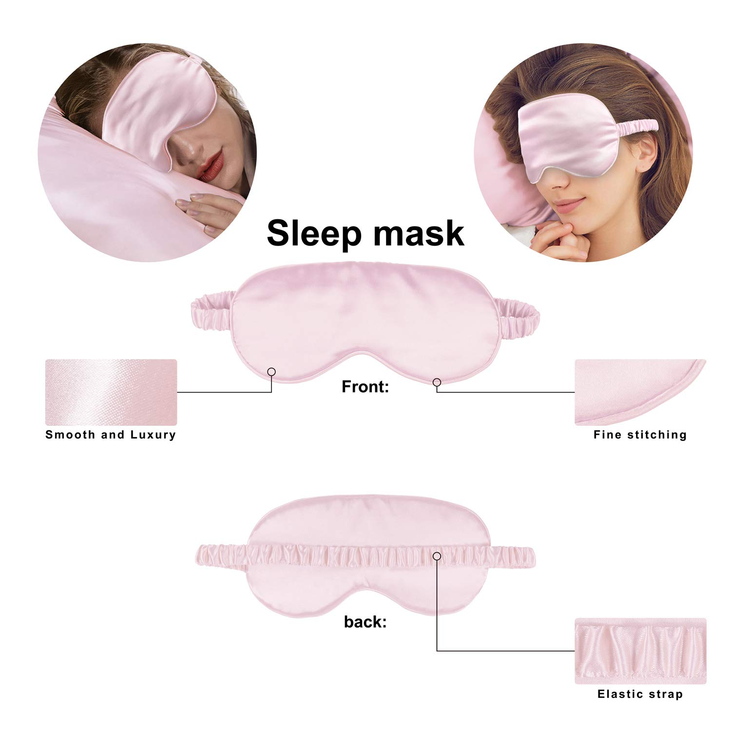 Soft Luxury Silk Satin Sleeping Pillowcase Plus Hair Scrunchies and Sleep Eye Mask